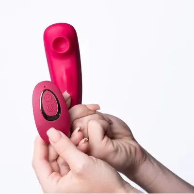 Remi 15-Function Rechargeable Remote Control Suction Panty Vibe - Red