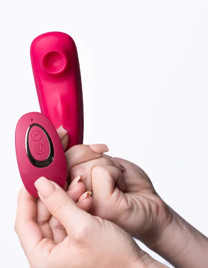 Remi 15-Function Rechargeable Remote Control Suction Panty Vibe - Red