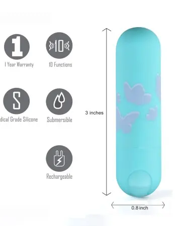 Julia Butterfly Print Mini Bullet - Teal Blue