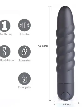 Lola 10 Function Vibrating Twisty Bullet - Black