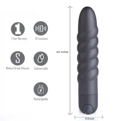 Lola 10 Function Vibrating Twisty Bullet - Black