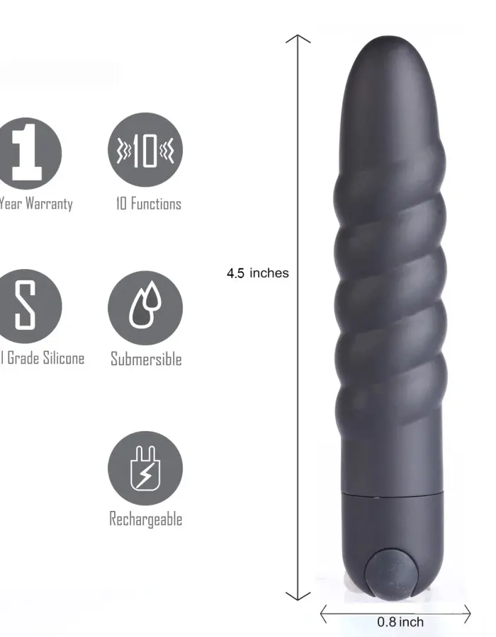 Lola 10 Function Vibrating Twisty Bullet - Black