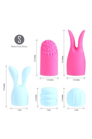 Quinn 5 Piece Silicone Attachments - Pink/blue