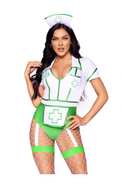 Nurse Feelgood Sexy Costume - Large - White/green