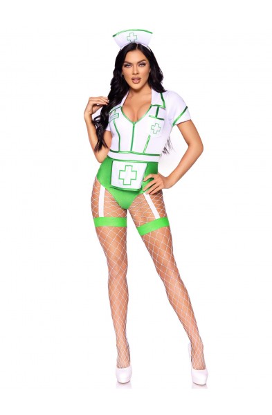 Nurse Feelgood Sexy Costume - Large - White/green