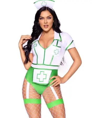 Nurse Feelgood Sexy Costume - Small - White/green