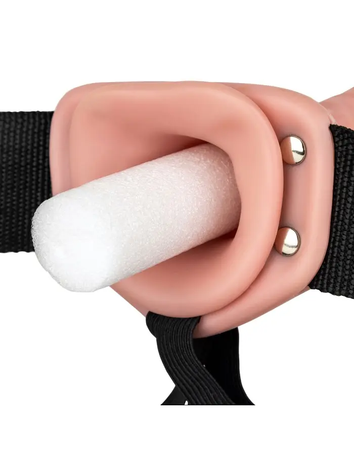 Vibrating Hollow Strapon Without Balls 6 Inch - Balls 6 Inch - Flesh