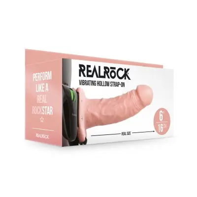 Vibrating Hollow Strapon Without Balls 6 Inch - Balls 6 Inch - Flesh
