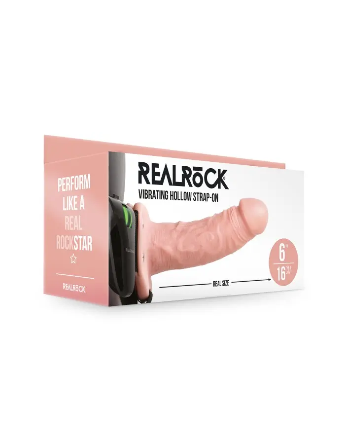Vibrating Hollow Strapon Without Balls 6 Inch - Balls 6 Inch - Flesh