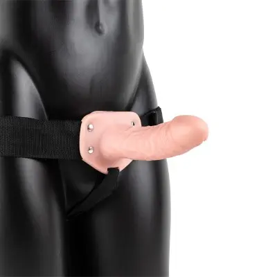 Vibrating Hollow Strapon Without Balls 6 Inch - Balls 6 Inch - Flesh