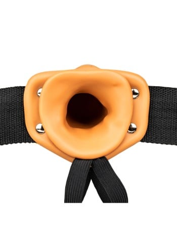Vibrating Hollow Strapon Without Balls 6 Inch - Balls 6 Inch - Tan