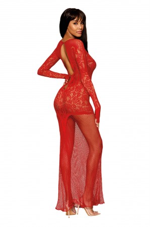 Bodystocking Gown - One Size - Ruby