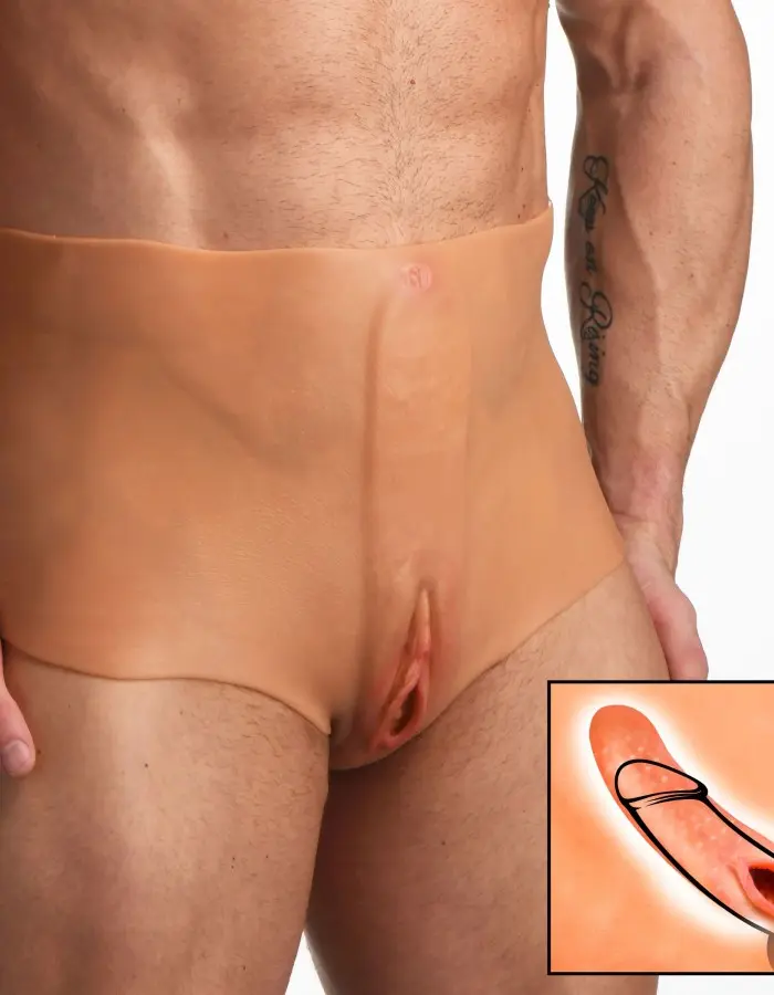 Pussy Panties Silicone Vagina Plus Ass Panties - Small