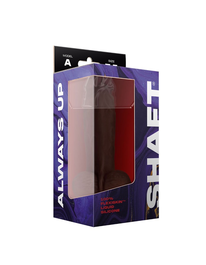 Shaft - Model a 7.5 Inch Liquid Silicone Dong With Balls - Mahogany