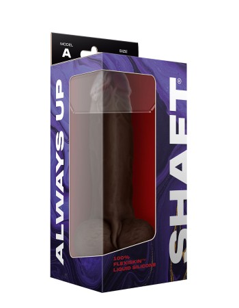 Shaft - Model a 9.5 Inch Liquid Silicone Dong With Balls - Mahogany
