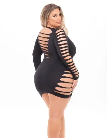 Bold Babe Longsleeve Dress - Queen Size - Black