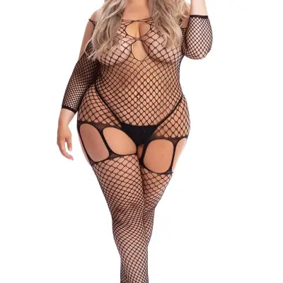 In My Head Net Bodystocking - Queen Size - Black