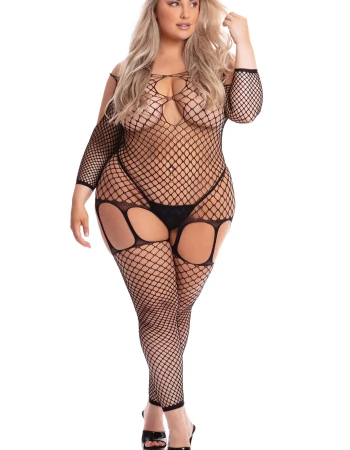 In My Head Net Bodystocking - Queen Size - Black