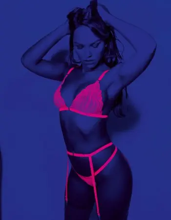 Neon 3 Pc Bra Set - One Size - Neon Pink