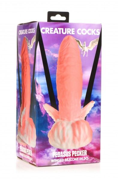 Pegasus Pecker Winged Silicone Dildo - Pink/white