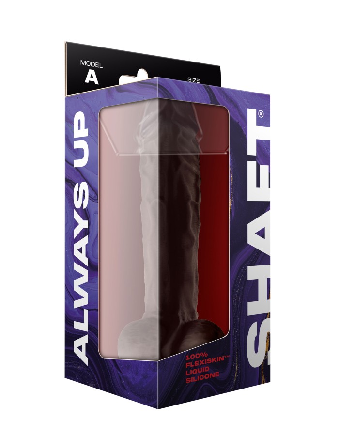 Shaft - Model a 10.5 Inch Liquid Silicone Dong  With Balls - Mahogany