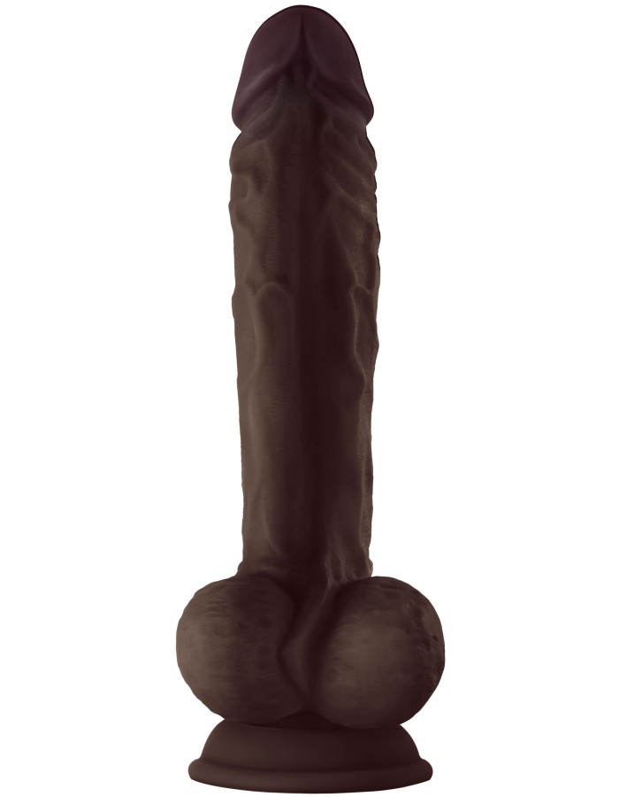 Shaft - Model a 10.5 Inch Liquid Silicone Dong  With Balls - Mahogany