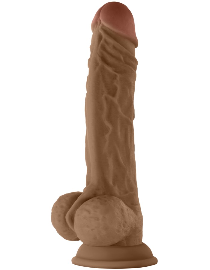 Shaft - Model a 10.5 Inch Liquid Silicone Dong  With Balls - Oak