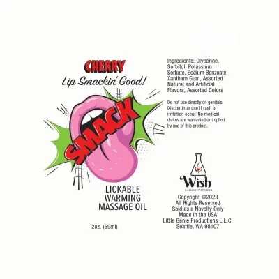 Smack Warming and Lickable Massage Oil - Cherry 2 Oz