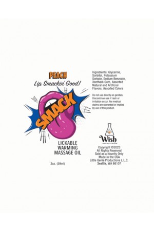 Smack Warming and Lickable Massage Oil - Peach 2  Oz