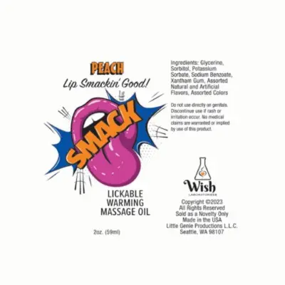 Smack Warming and Lickable Massage Oil - Peach 2 Oz
