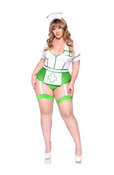 Nurse Feelgood Sexy Costume - 1x/2x - White/green