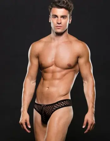 Envy Modern Fishnet Thong - Large/xlarge - Black