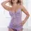 2 Pc Laced Camisole With Front Lace Up Details - One Size - Tropical Violet