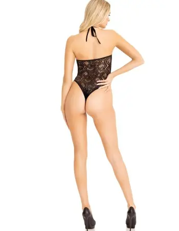 Seamless Heart Net Keyhole Halter - One Size -  Black
