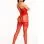 Heart Net Halter Bodystocking - One Size - Red