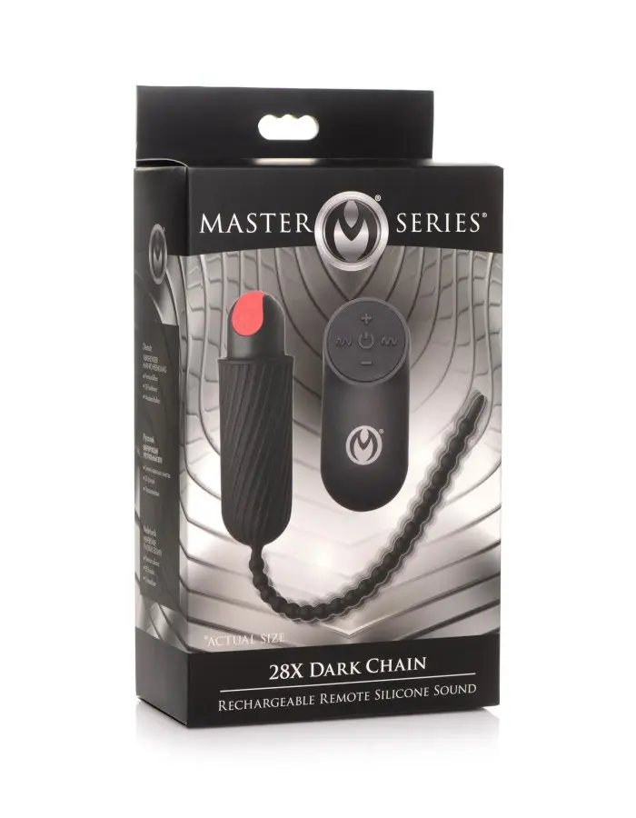 28x Dark Chain Rechargeable Remote Silicone Sound - Black