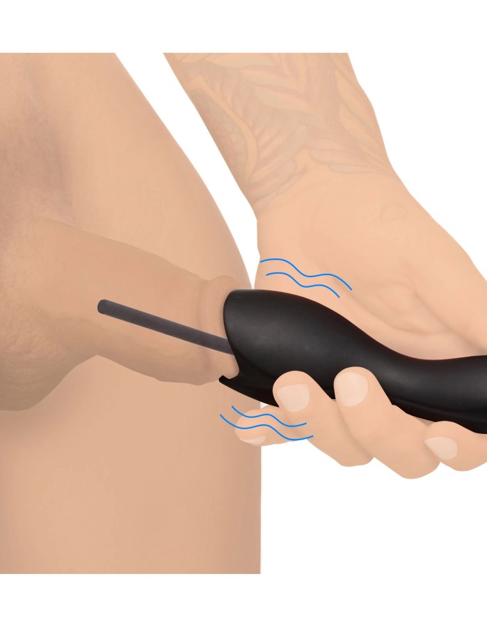 10x Vibrating Penis Head Teaser With Urethral Sounds - Black