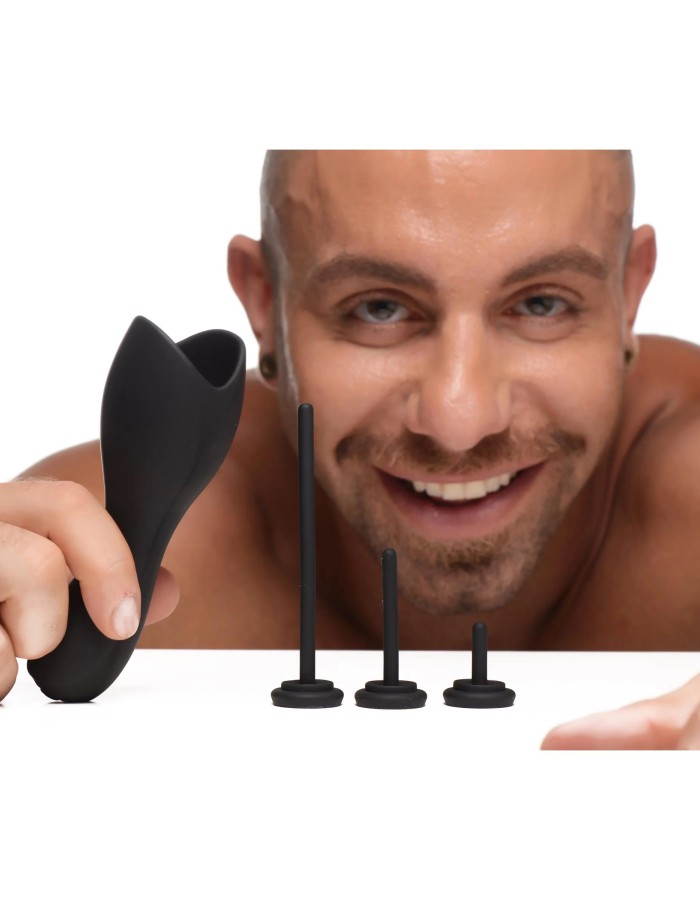 10x Vibrating Penis Head Teaser With Urethral Sounds - Black