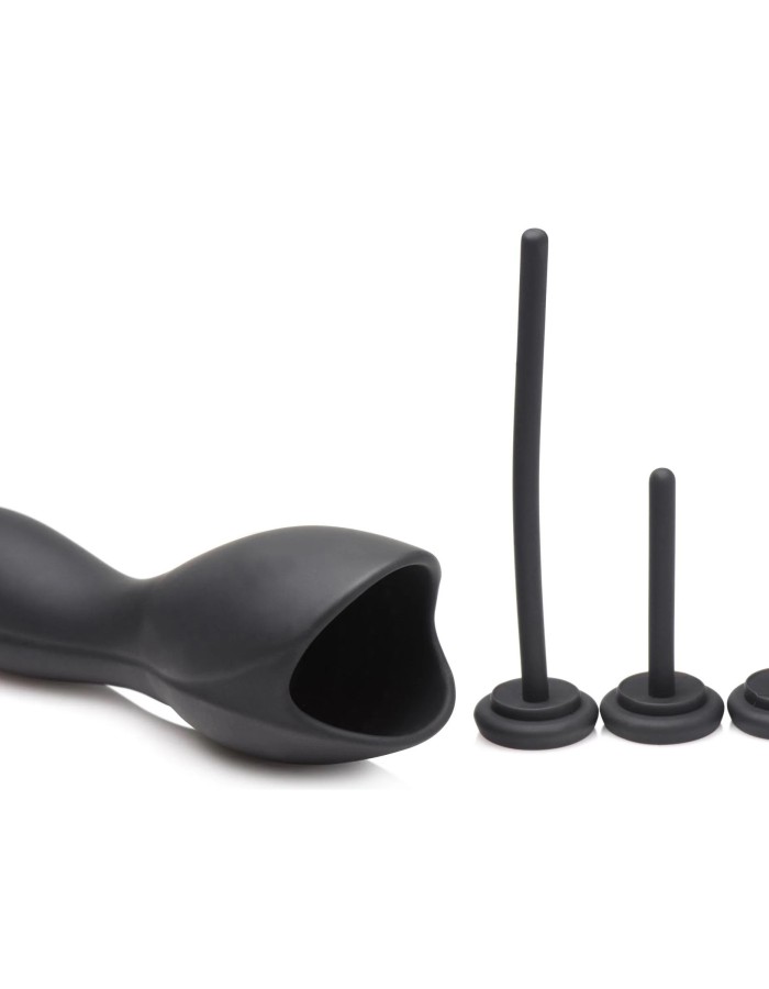 10x Vibrating Penis Head Teaser With Urethral Sounds - Black