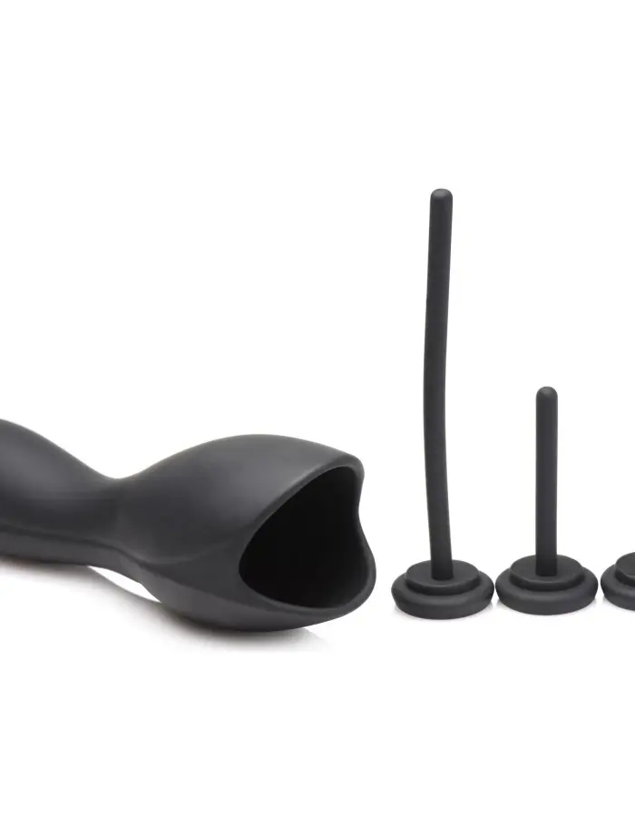 10x Vibrating Penis Head Teaser With Urethral Sounds - Black