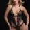 One Piece Open Front Halter Teddy - One Size - Black