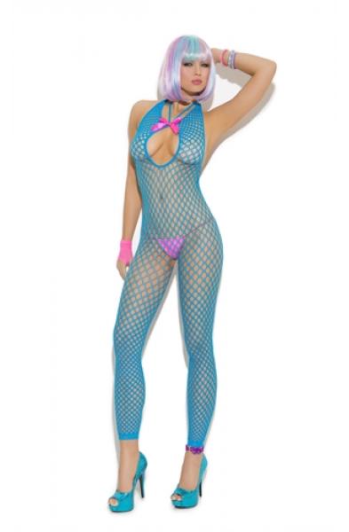 Footless Body Stocking - One Size - Neon Blue