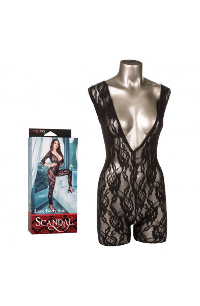 Scandal Lace Body Suit - One Size - Black