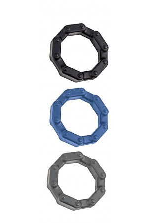 Anal-Ese Chainlink Cockrings - Black/blue/grey