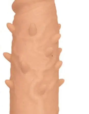 Natural Realskin Spiked Vibrating Penis Xtender - White