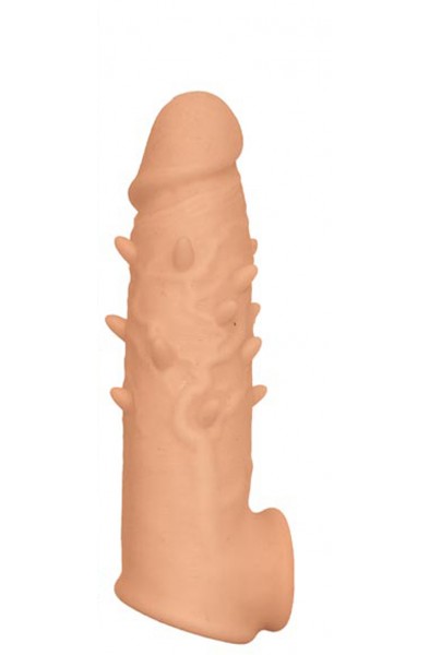 Natural Realskin Spiked Vibrating Penis Xtender - White