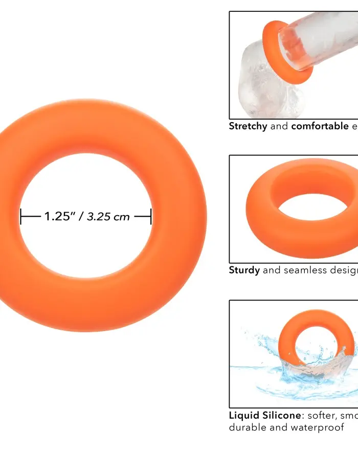 Alpha Liquid Silicone Prolong Large Ring - Orange