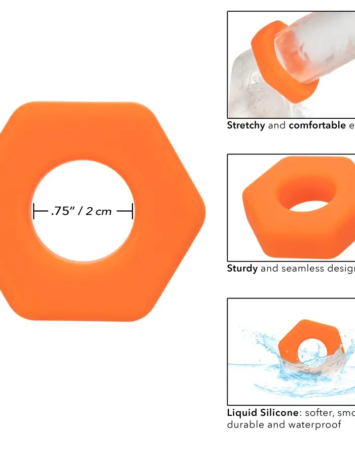Alpha Liquid Silicone Prolong Sexagon Ring - Orange