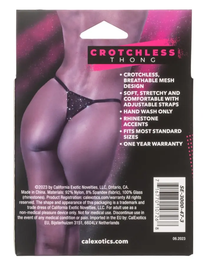 Radiance Crotchless Thong - One Size - Black