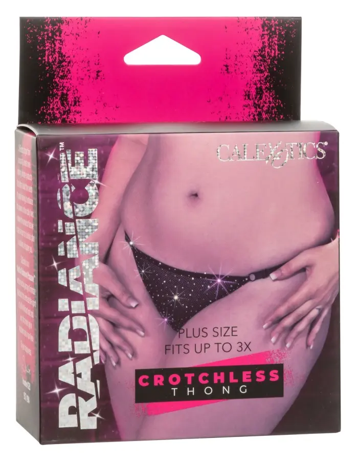 Radiance Plus Size Crotchless Thong - Black